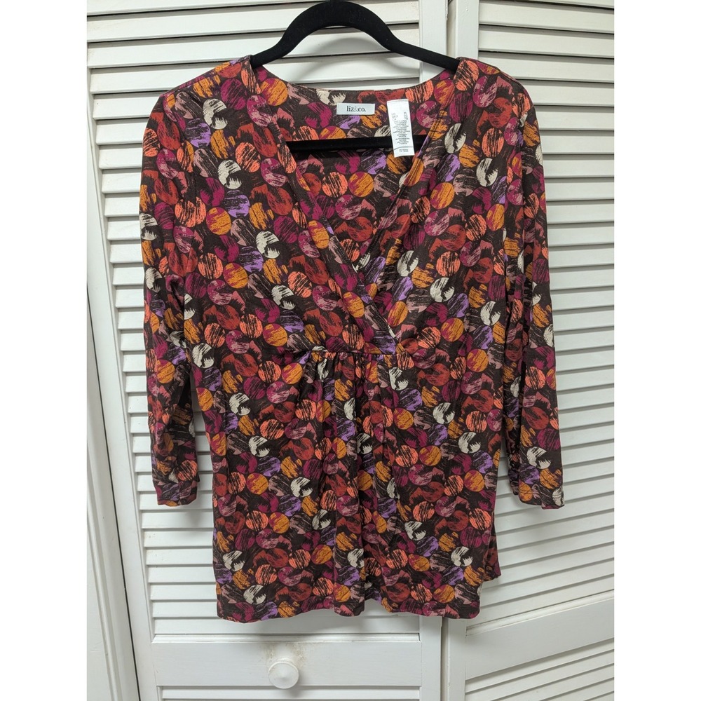 Liz & Co. Women's Stretch Knit Top XL With 3/4 Sleeves